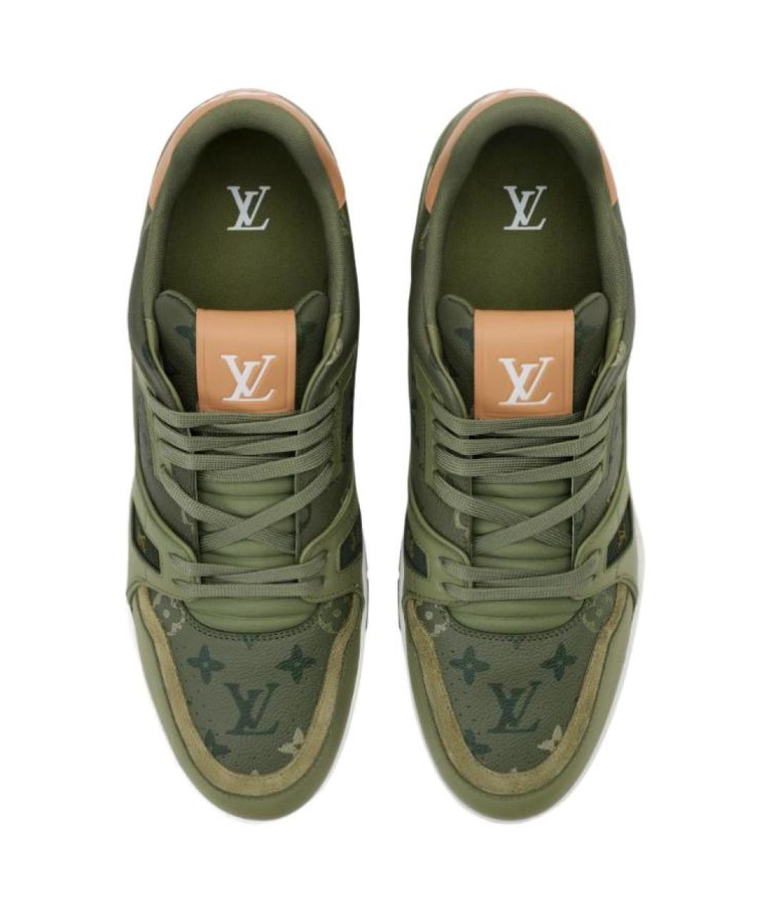 LOUIS VUITTON Зеленые кожаные низкие кроссовки / кеды, фото 4