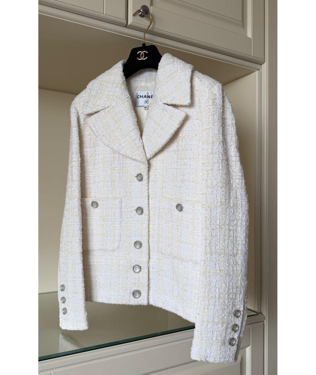 CHANEL Белый твидовый жакет/пиджак, фото 5