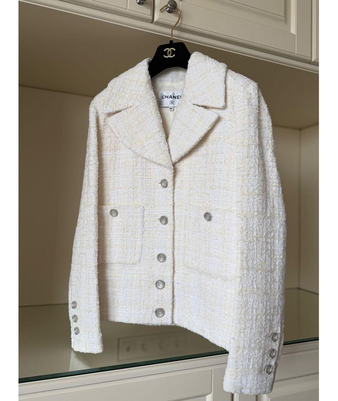 CHANEL Белый твидовый жакет/пиджак, фото 2
