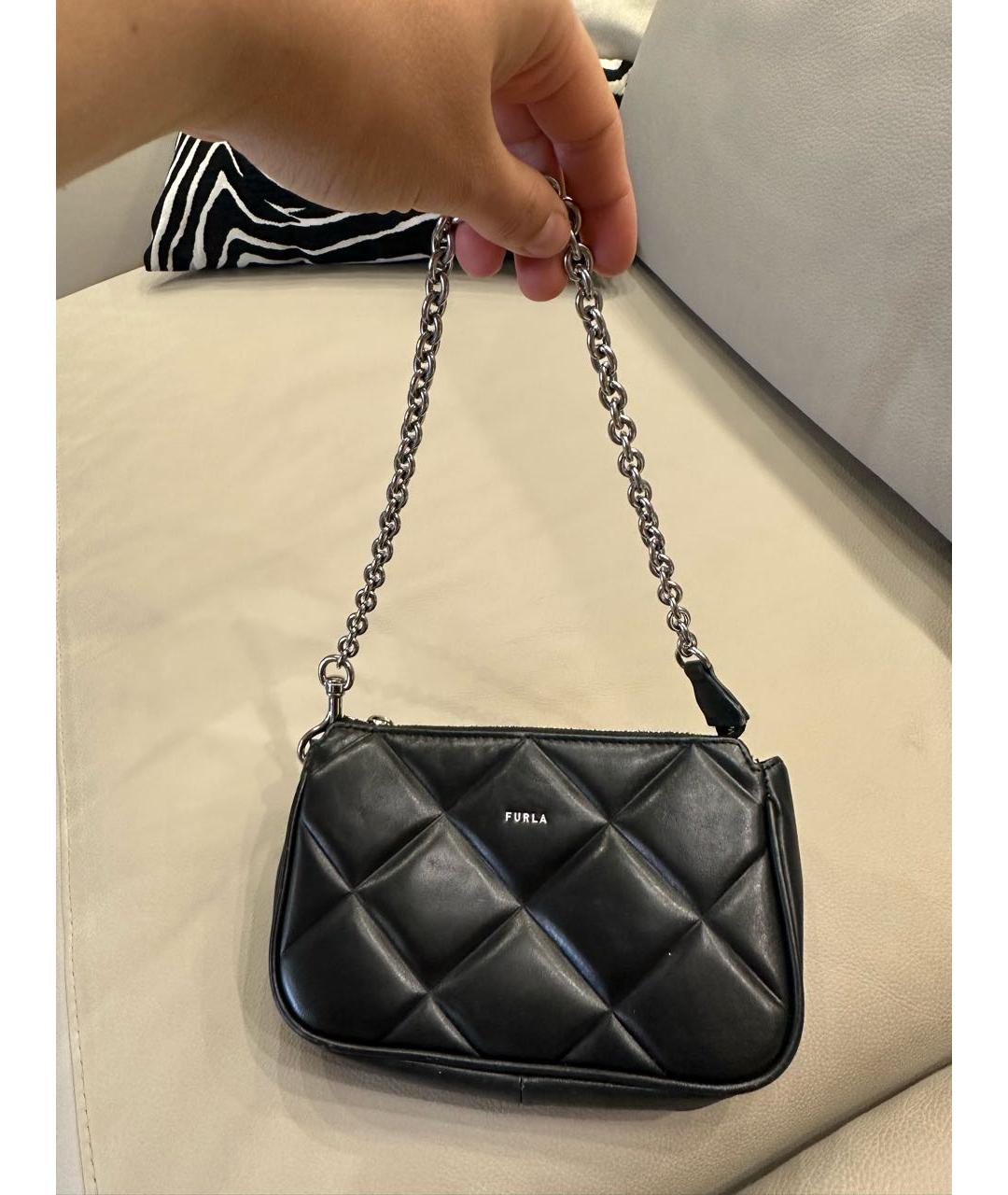 FURLA Черная кожаная сумка с короткими ручками, фото 3