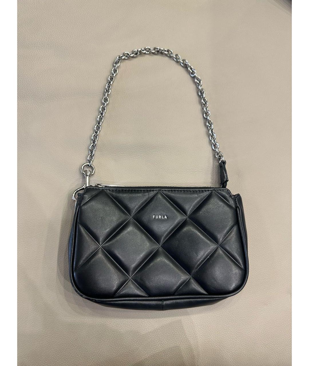 FURLA Черная кожаная сумка с короткими ручками, фото 2