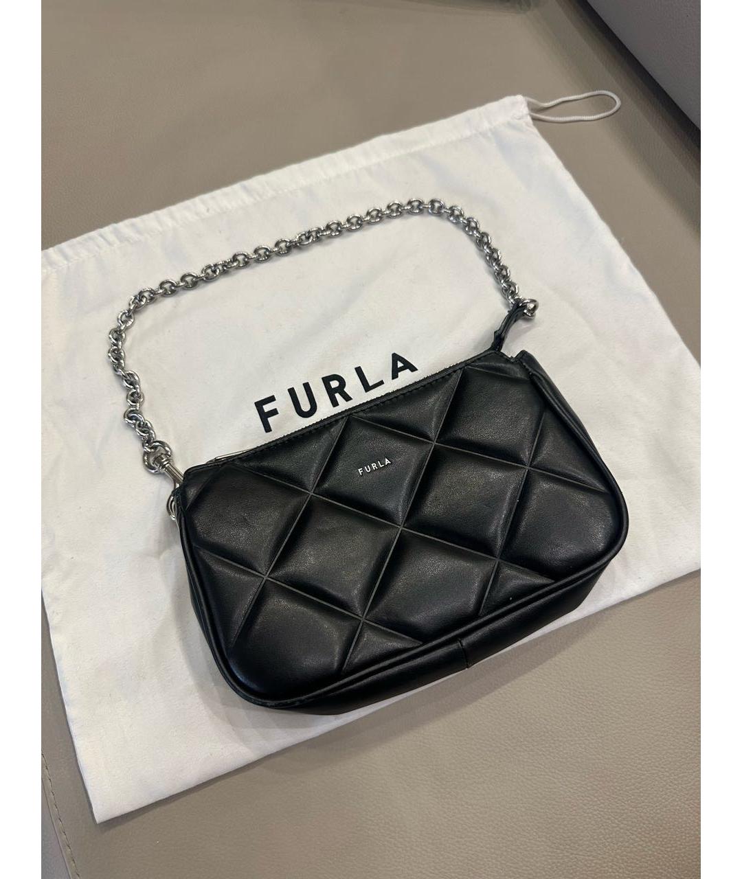 FURLA Черная кожаная сумка с короткими ручками, фото 7