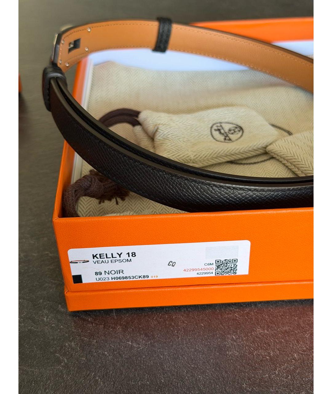 HERMES Черный кожаный ремень, фото 3