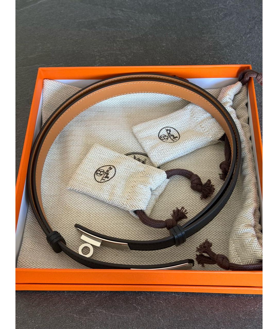 HERMES Черный кожаный ремень, фото 5