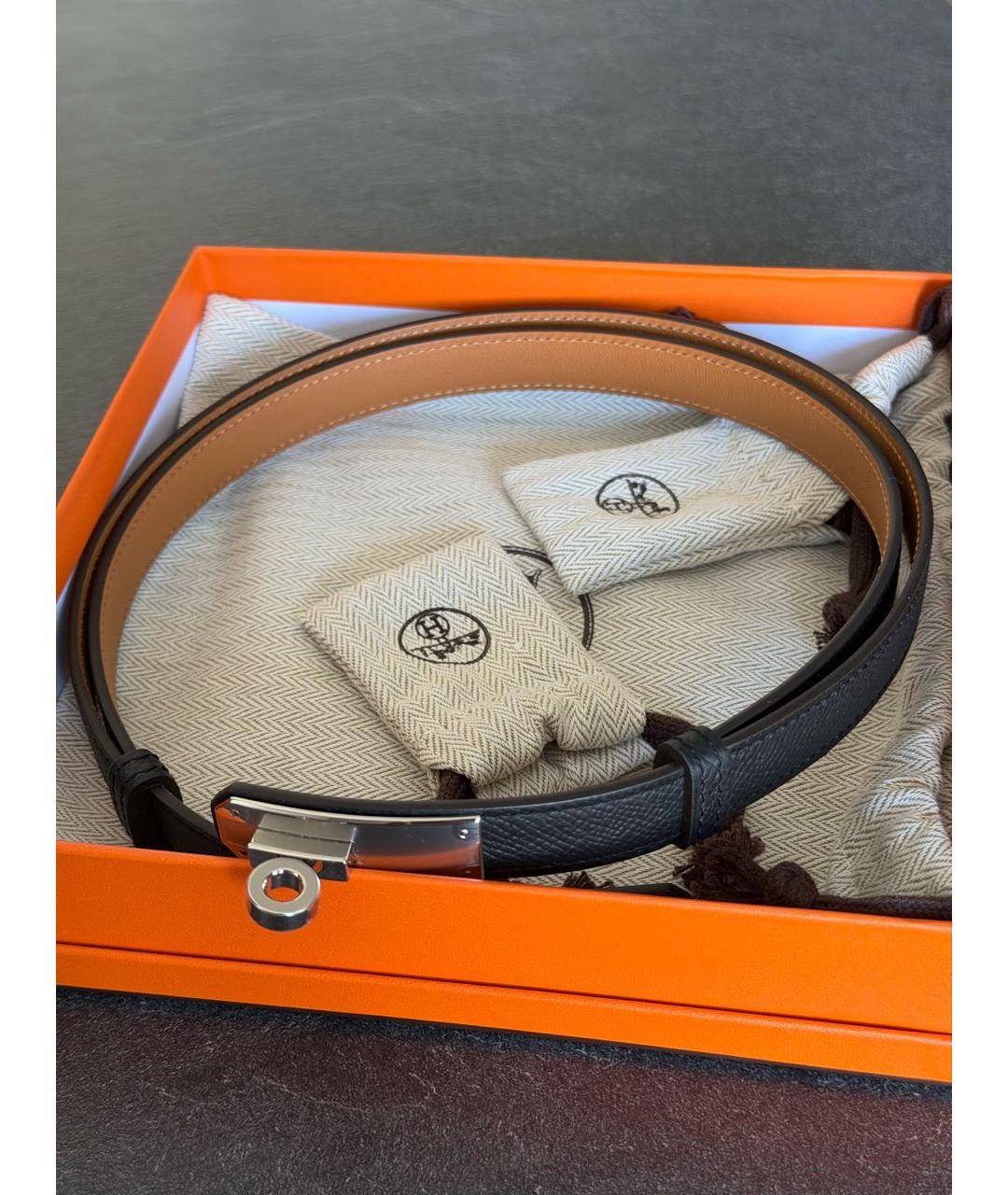 HERMES Черный кожаный ремень, фото 4