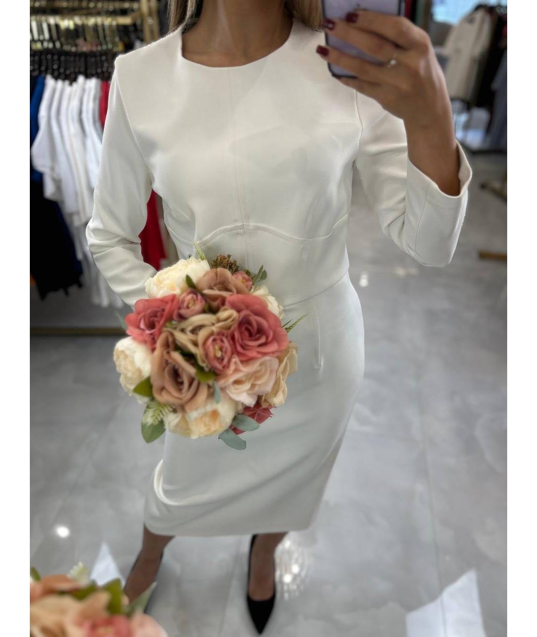 PINKO Белое полиэстеровое коктейльное платье, фото 7