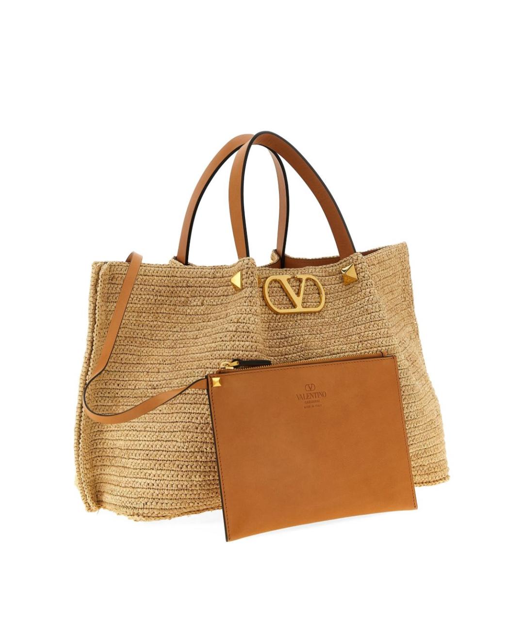VALENTINO Бежевая пелетеная сумка тоут, фото 4