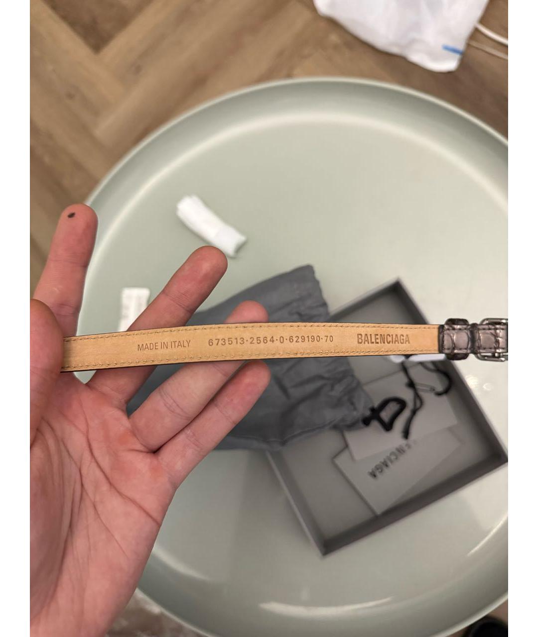 BALENCIAGA Серебрянный кожаный ремень, фото 3