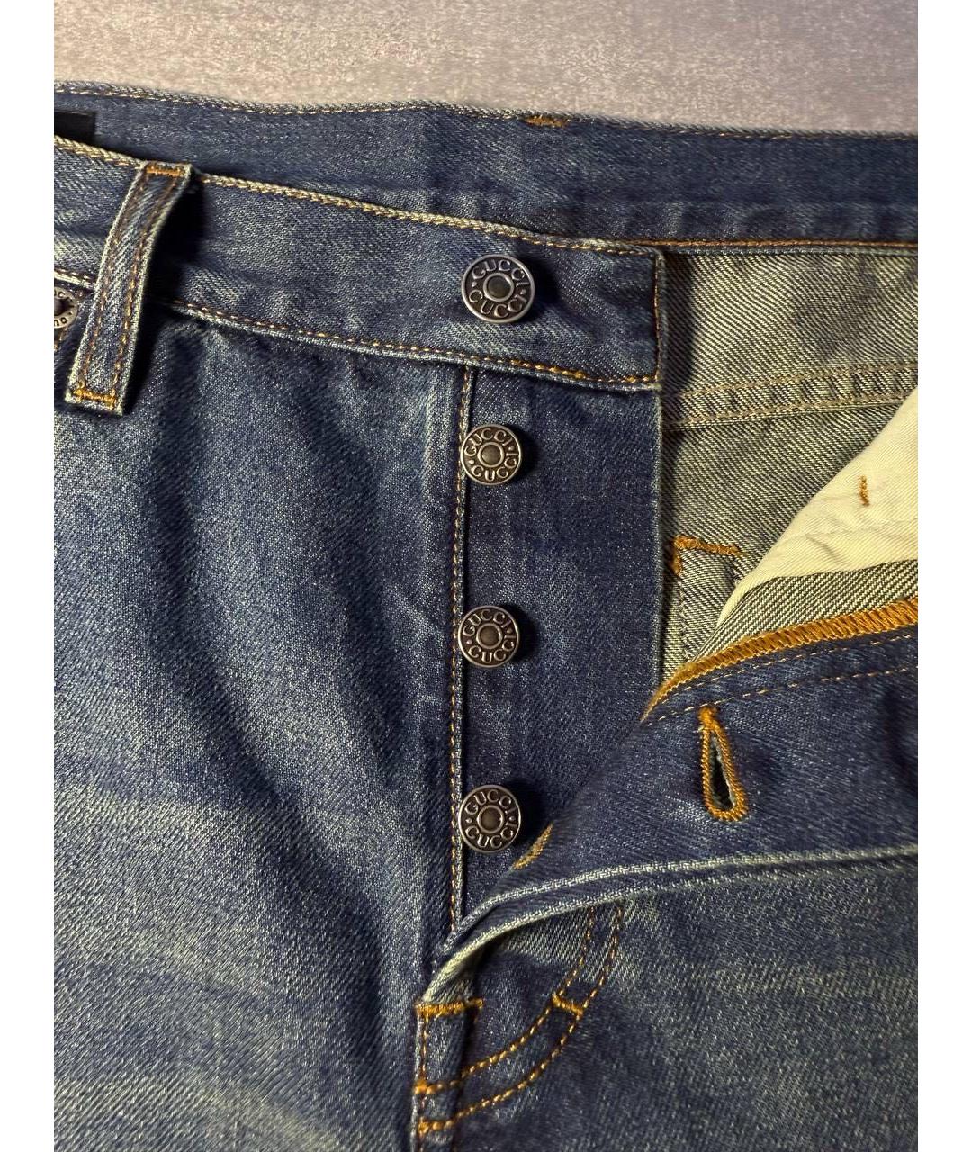 GUCCI Темно-синие хлопковые прямые джинсы, фото 4