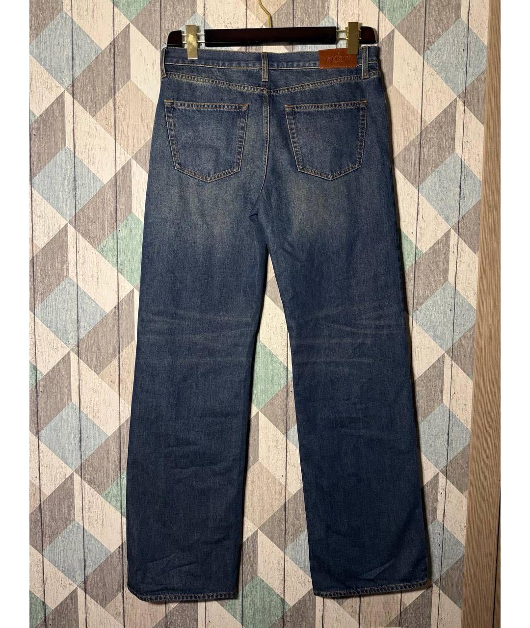 GUCCI Темно-синие хлопковые прямые джинсы, фото 2