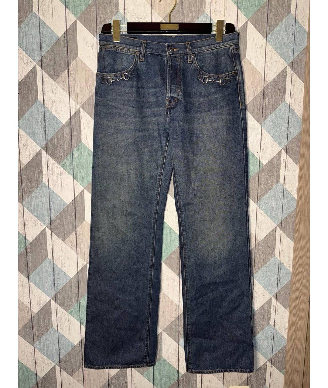 GUCCI Темно-синие хлопковые прямые джинсы, фото 7