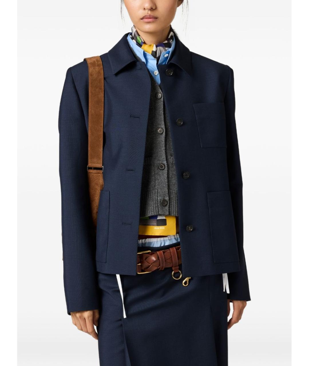 MIU MIU Синяя шерстяная куртка, фото 2