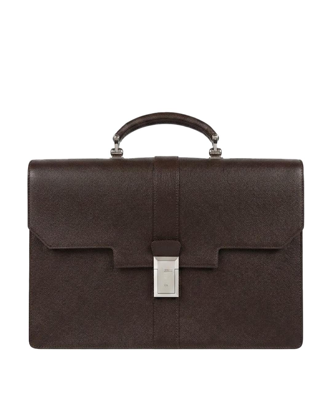 ZILLI Коричневый кожаный портфель, фото 1