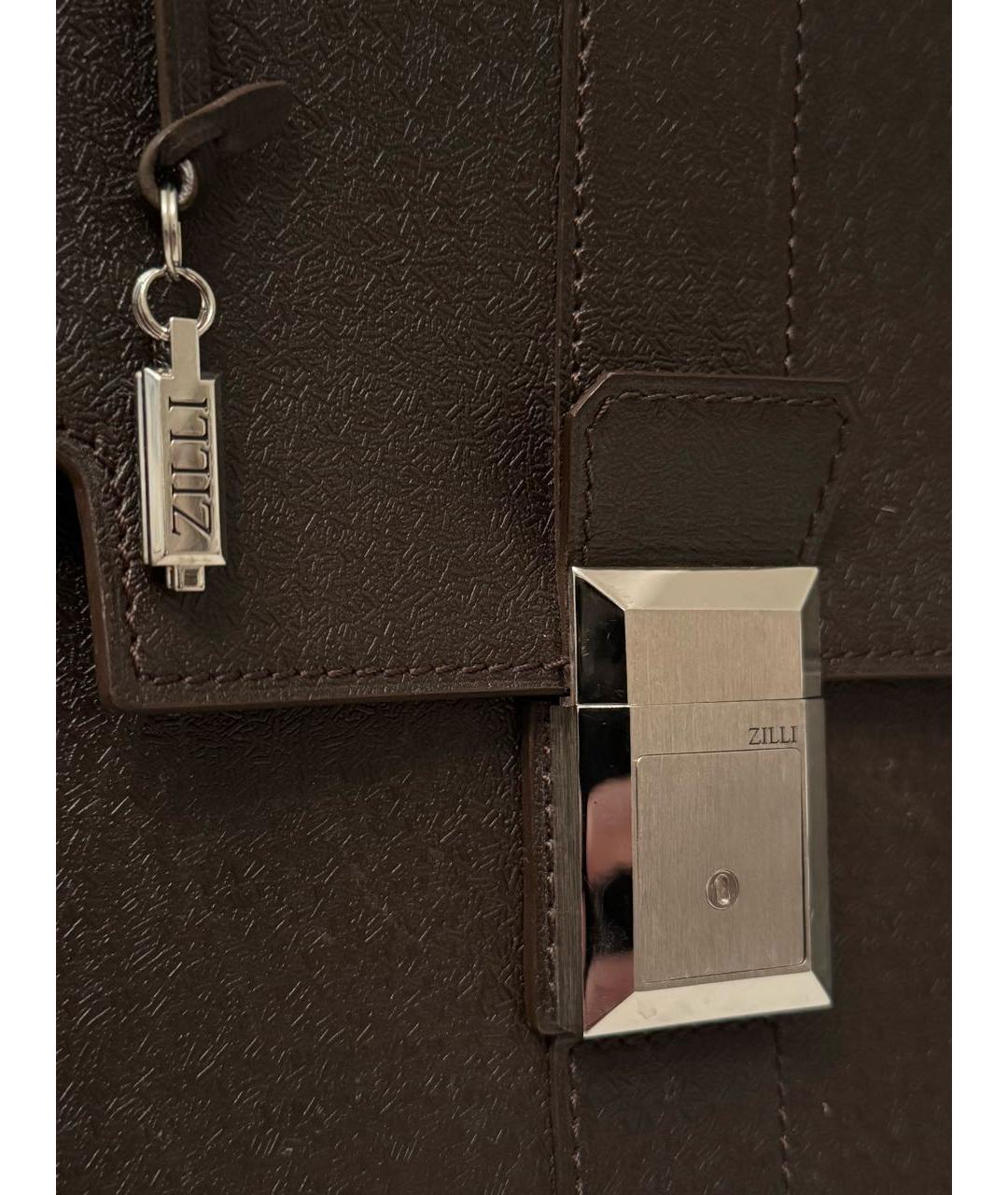 ZILLI Коричневый кожаный портфель, фото 5