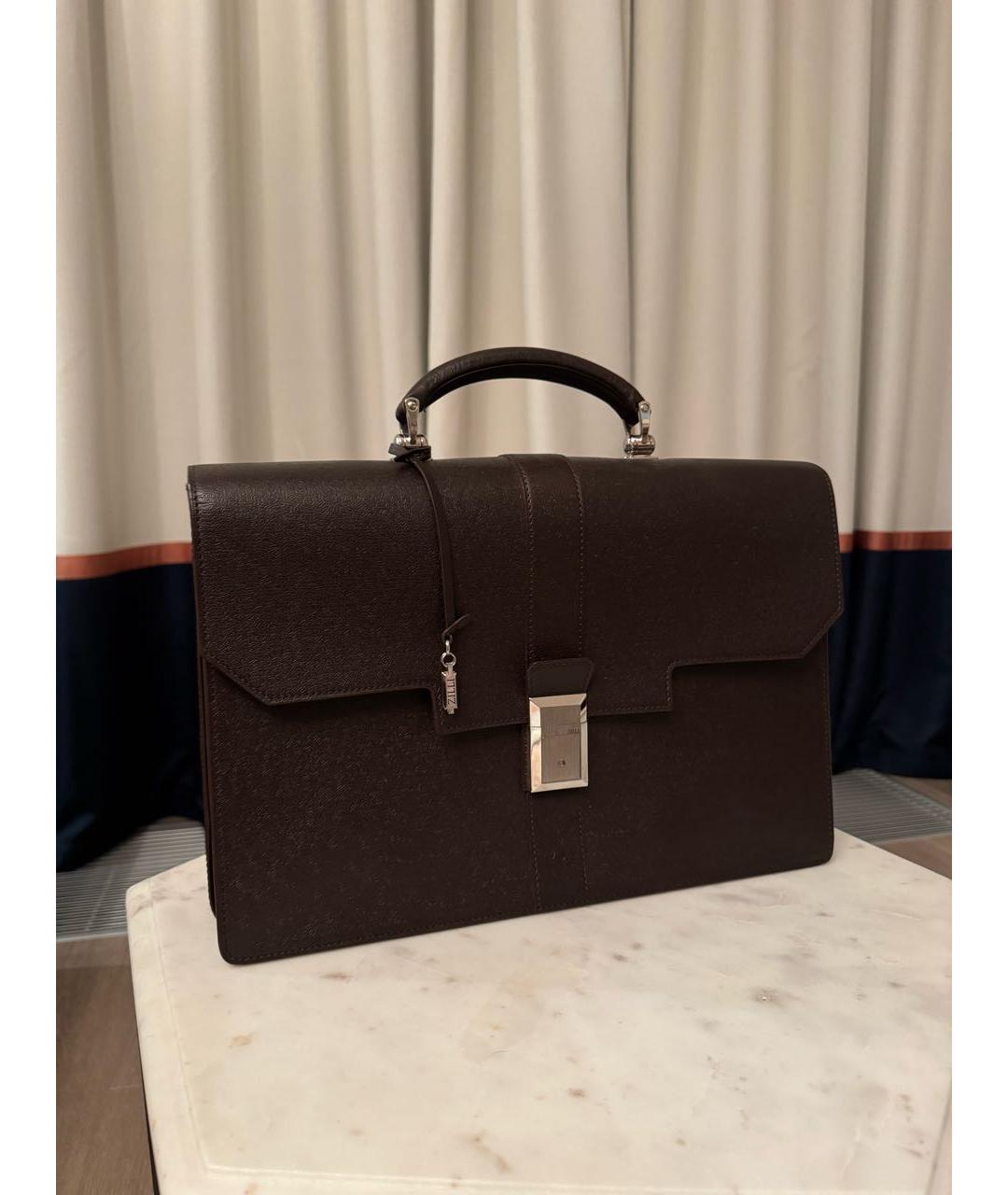 ZILLI Коричневый кожаный портфель, фото 7