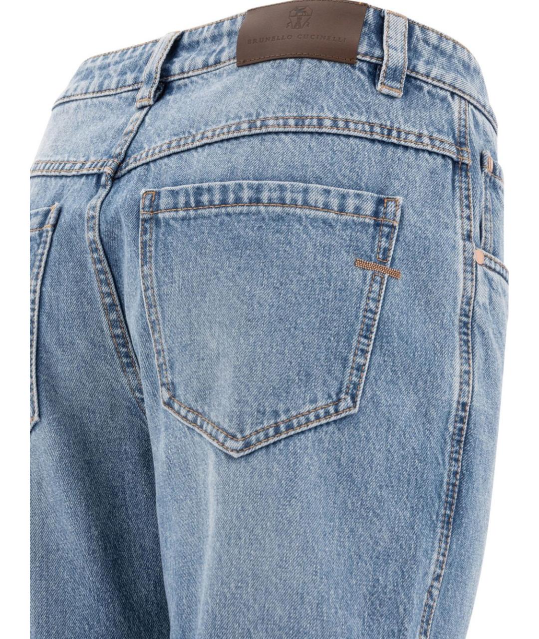 BRUNELLO CUCINELLI Голубые хлопковые прямые джинсы, фото 2