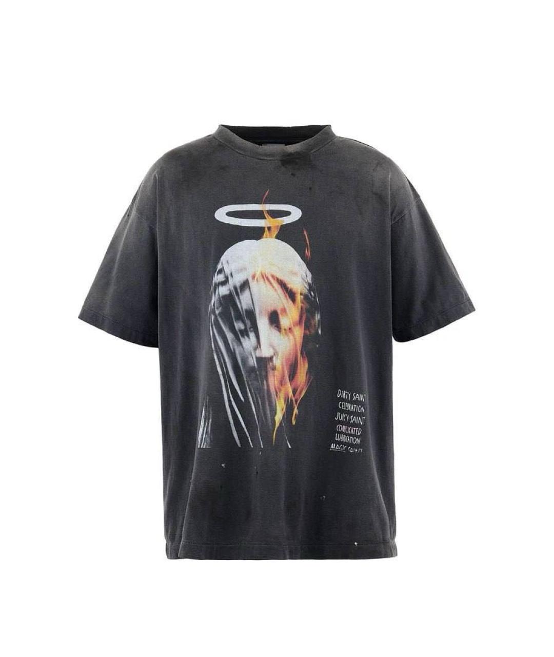 Saint Michael Антрацитовая хлопковая футболка, фото 7