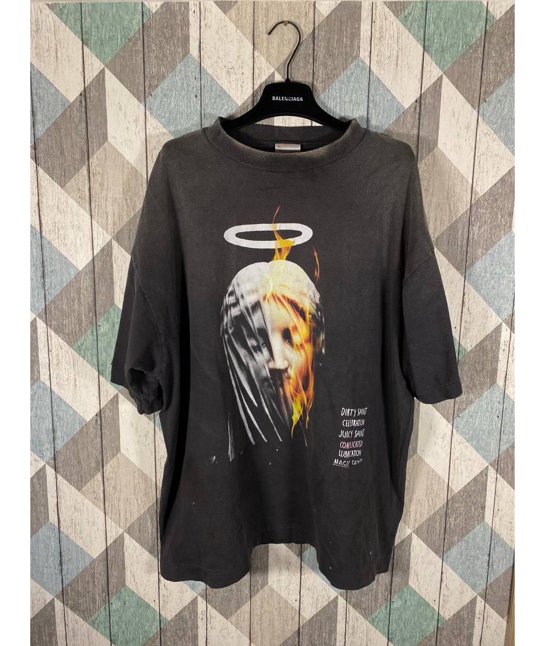 Saint Michael Антрацитовая хлопковая футболка, фото 2