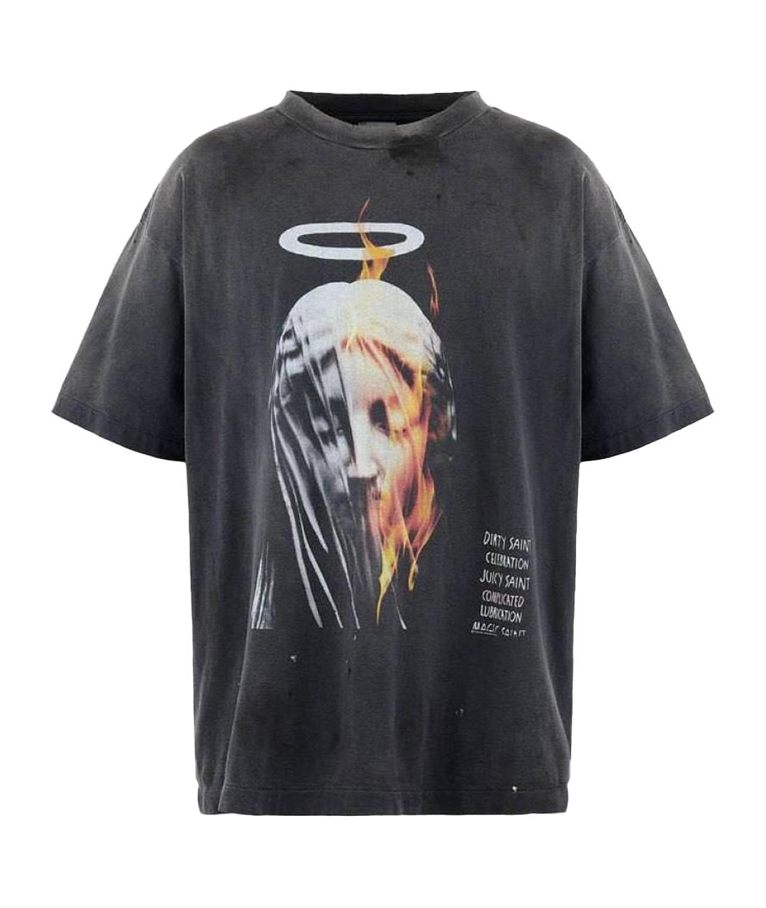 Saint Michael Антрацитовая хлопковая футболка, фото 1