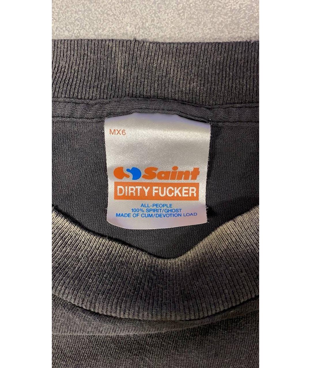 Saint Michael Антрацитовая хлопковая футболка, фото 6