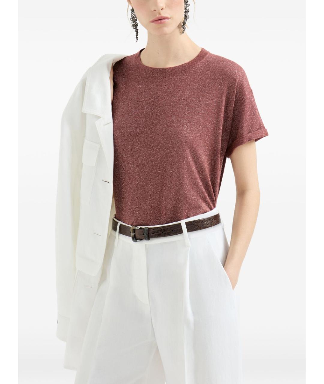 BRUNELLO CUCINELLI Коричневая футболка, фото 5