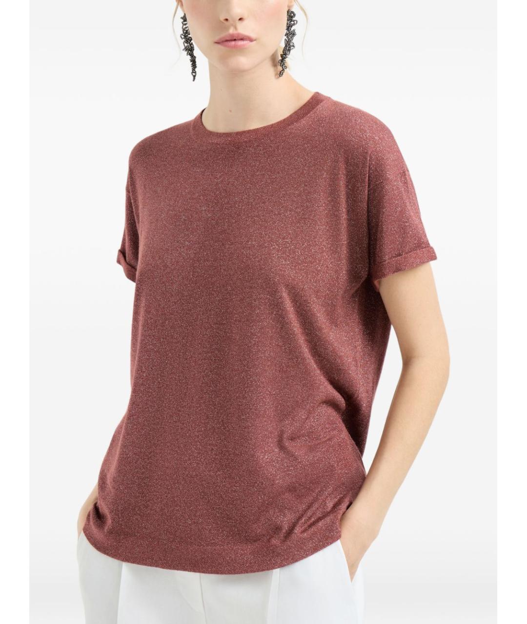 BRUNELLO CUCINELLI Коричневая футболка, фото 2