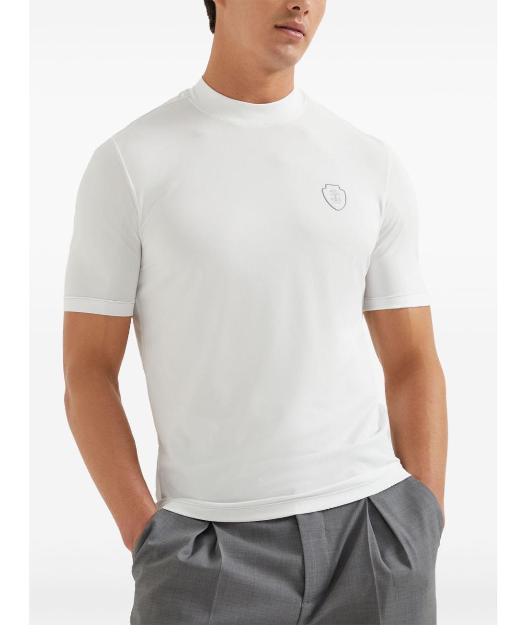 BRUNELLO CUCINELLI Белая хлопковая футболка, фото 3