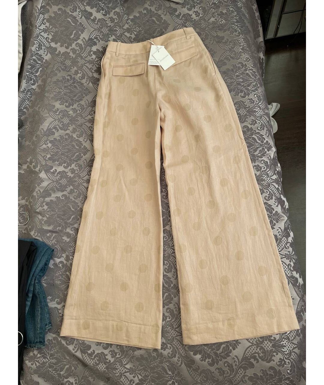 ZIMMERMANN Бежевые хлопковые брюки широкие, фото 2