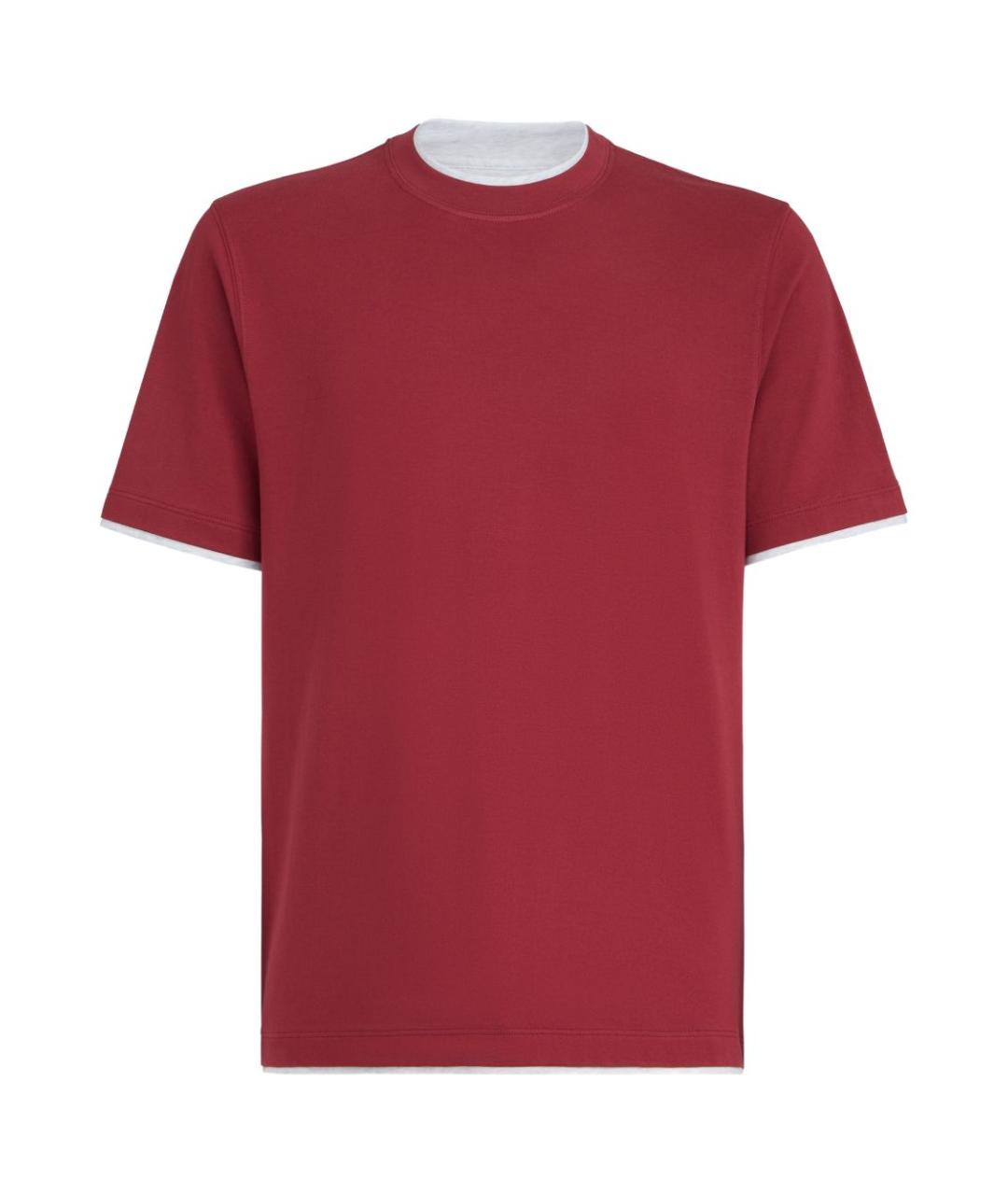 BRUNELLO CUCINELLI Красная хлопковая футболка, фото 1