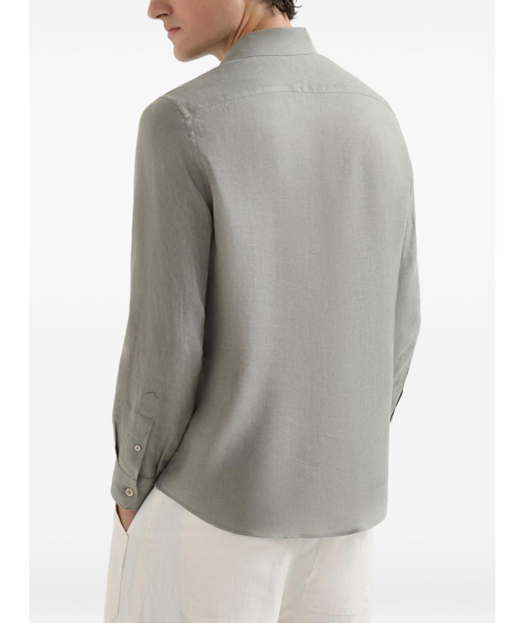 BRUNELLO CUCINELLI Серая льняная кэжуал рубашка, фото 2