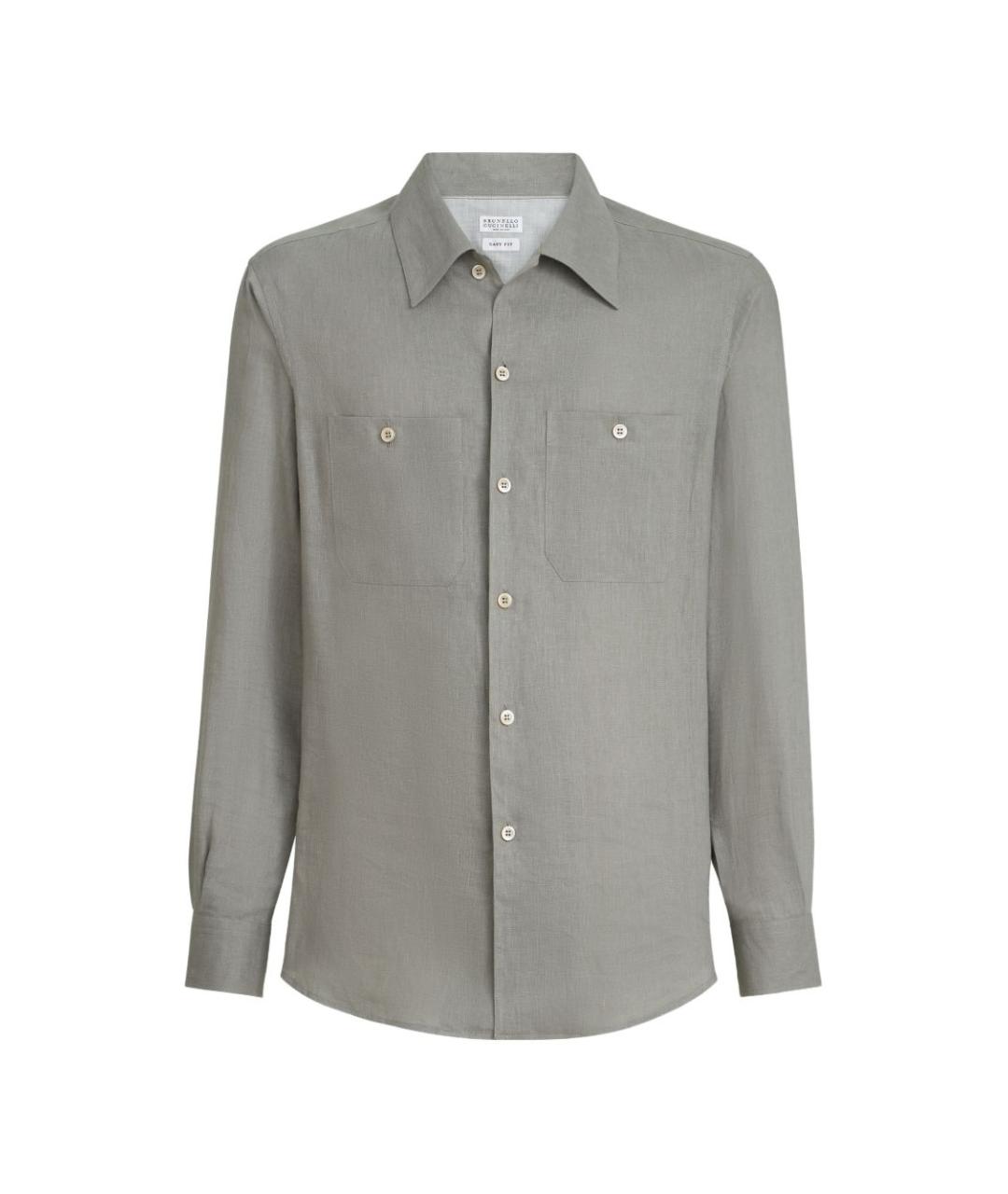 BRUNELLO CUCINELLI Серая льняная кэжуал рубашка, фото 1