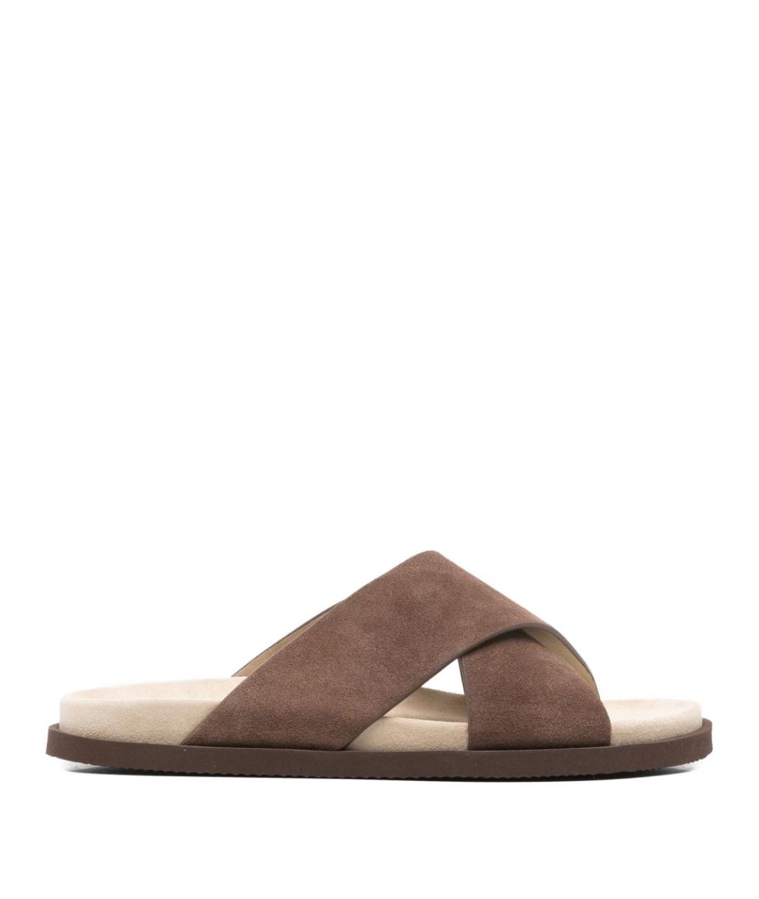 BRUNELLO CUCINELLI Коричневые замшевые сандалии, фото 1
