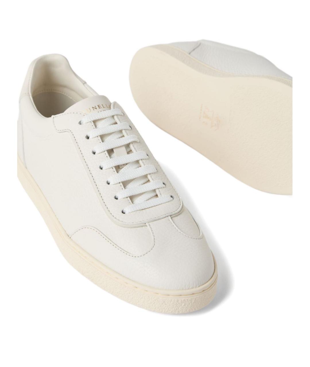 BRUNELLO CUCINELLI Белые кожаные низкие кроссовки / кеды, фото 5