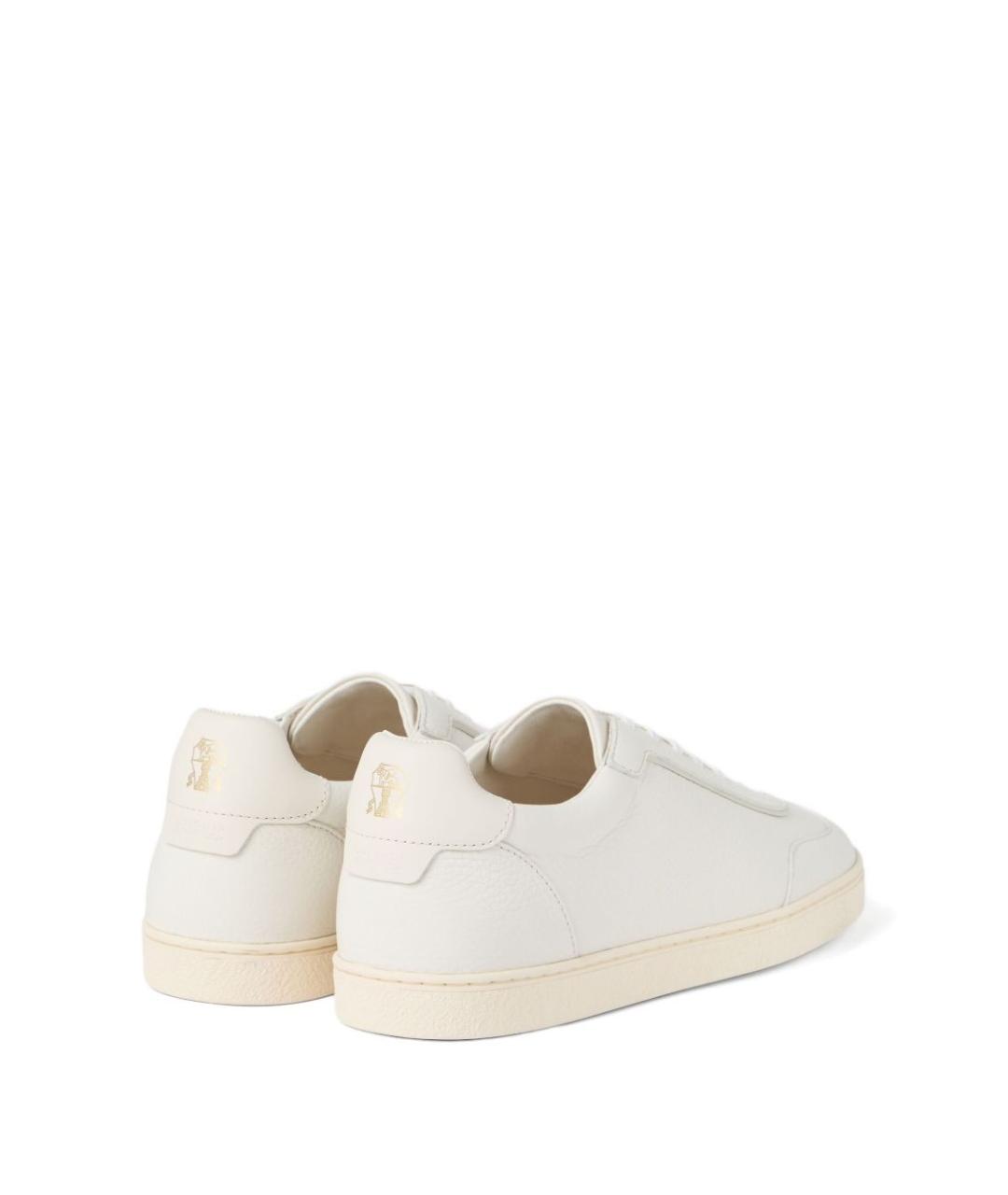 BRUNELLO CUCINELLI Белые кожаные низкие кроссовки / кеды, фото 4