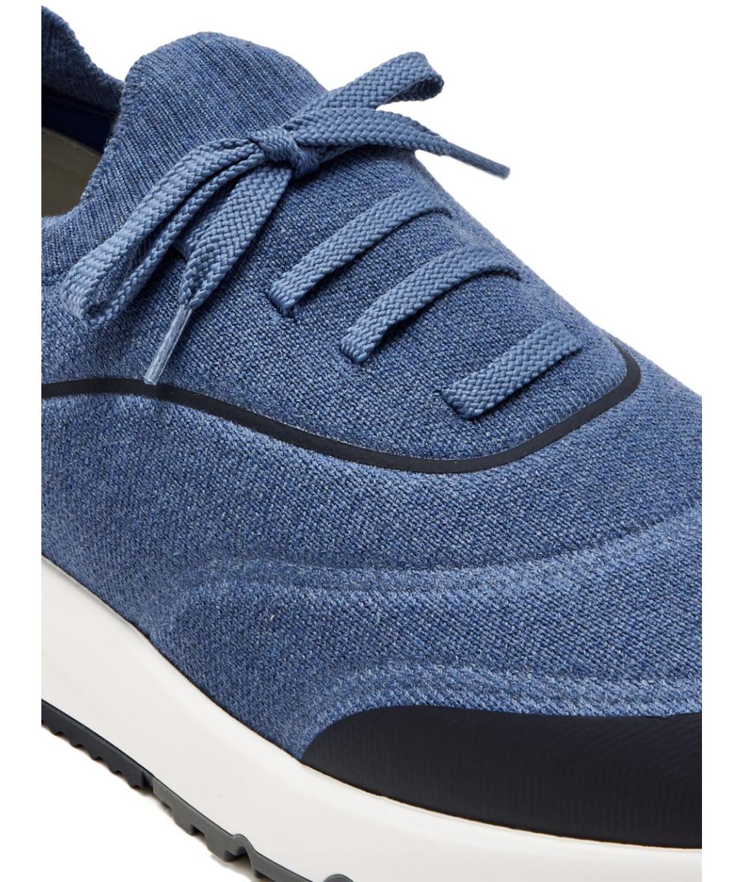 BRUNELLO CUCINELLI Синие текстильные низкие кроссовки / кеды, фото 2