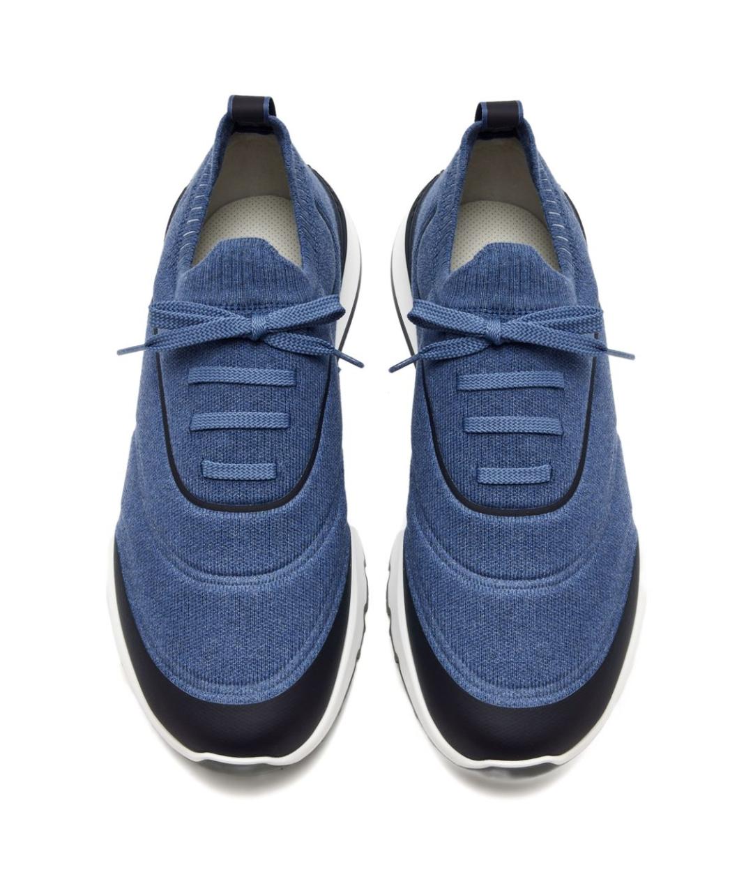 BRUNELLO CUCINELLI Синие текстильные низкие кроссовки / кеды, фото 3