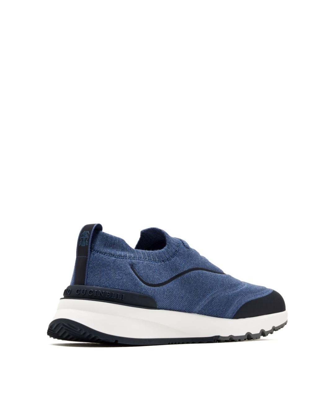 BRUNELLO CUCINELLI Синие текстильные низкие кроссовки / кеды, фото 4