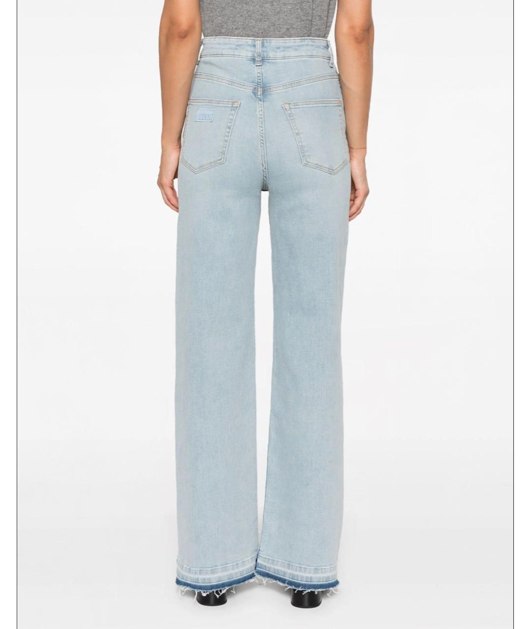 GANNI Голубые хлопко-эластановые прямые джинсы, фото 6