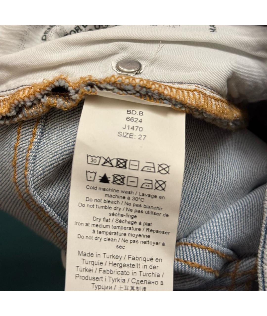 GANNI Голубые хлопко-эластановые прямые джинсы, фото 3