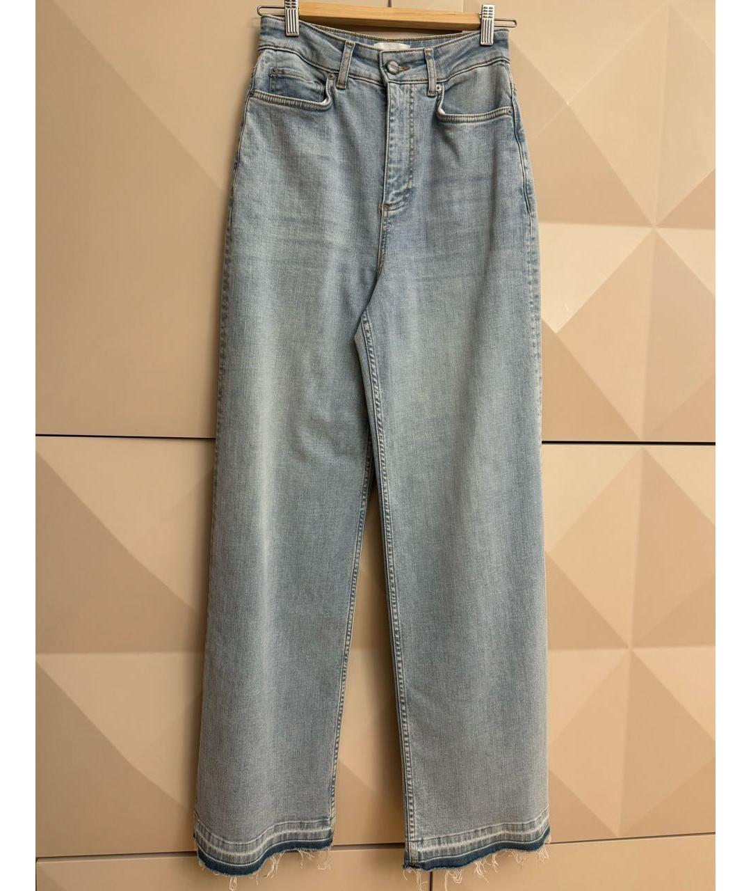 GANNI Голубые хлопко-эластановые прямые джинсы, фото 8