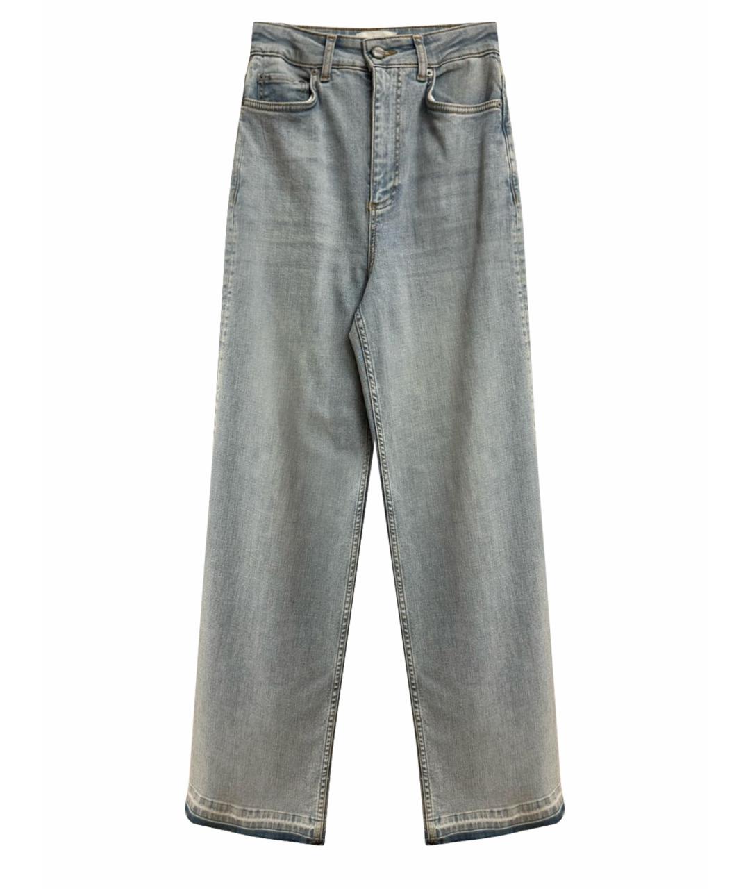 GANNI Голубые хлопко-эластановые прямые джинсы, фото 1