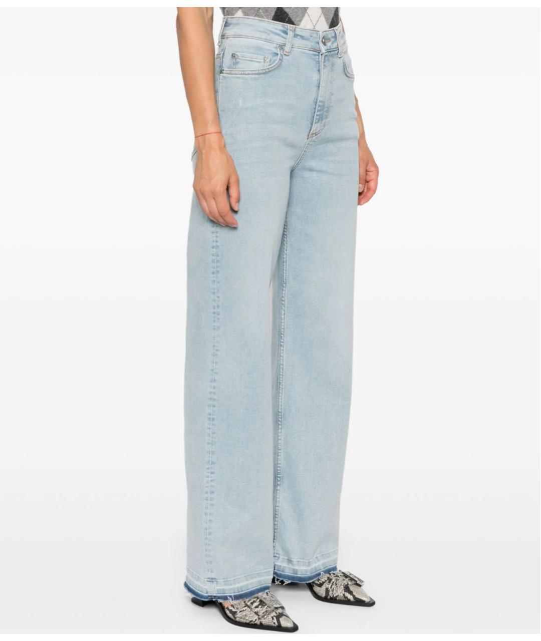 GANNI Голубые хлопко-эластановые прямые джинсы, фото 5