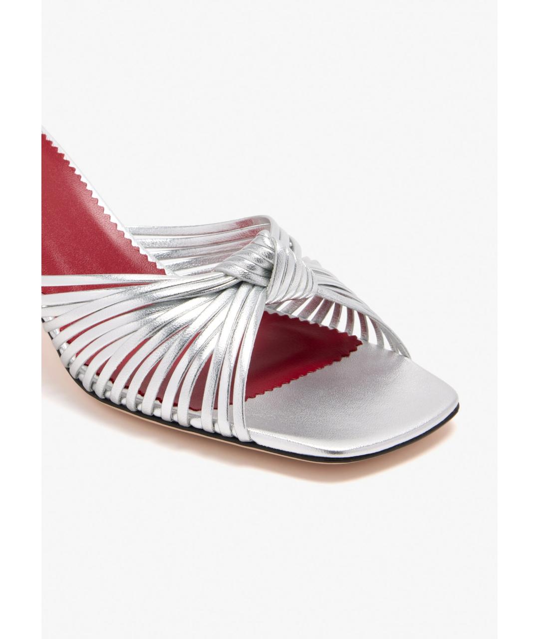 VALENTINO Серебряные кожаные босоножки, фото 2