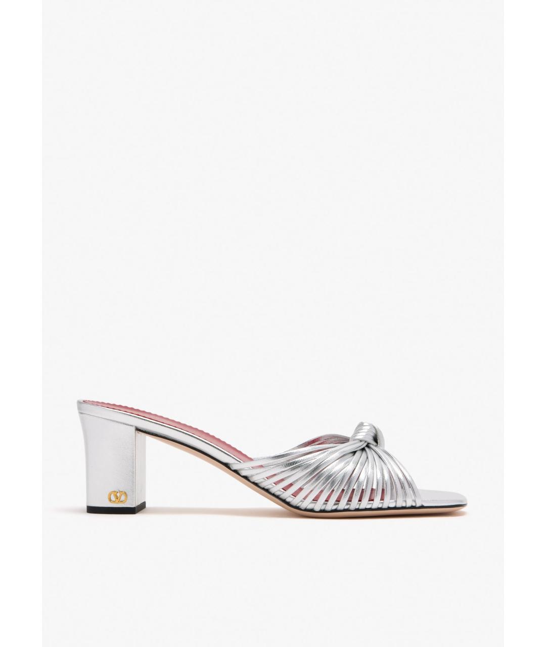 VALENTINO Серебряные кожаные босоножки, фото 5