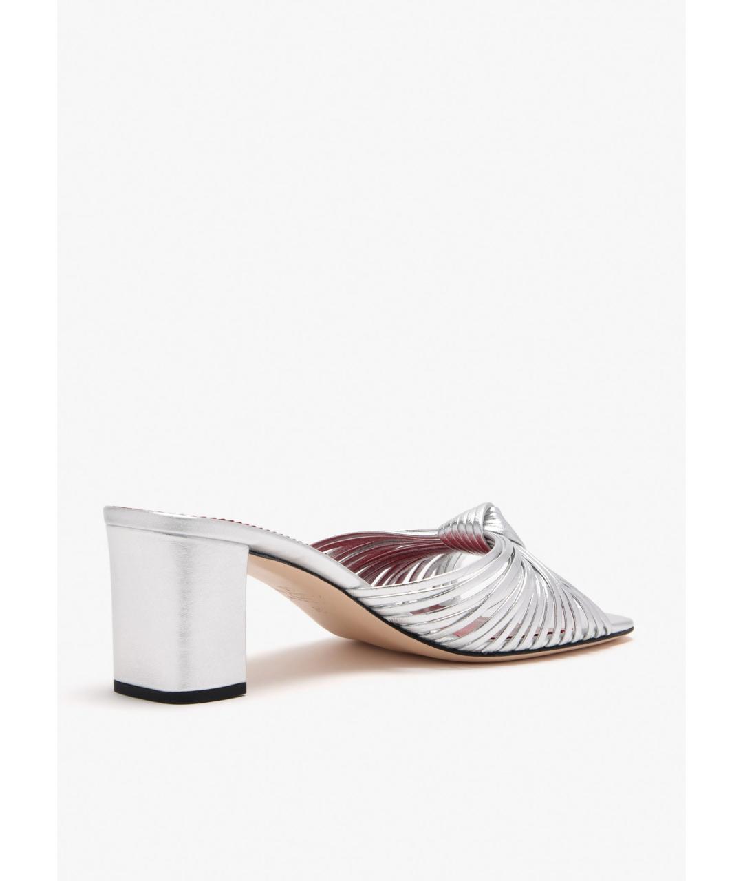 VALENTINO Серебряные кожаные босоножки, фото 3