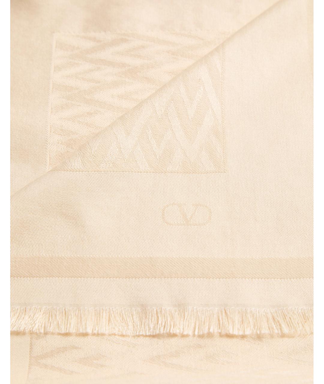 VALENTINO Бежевый шелковый шарф, фото 2