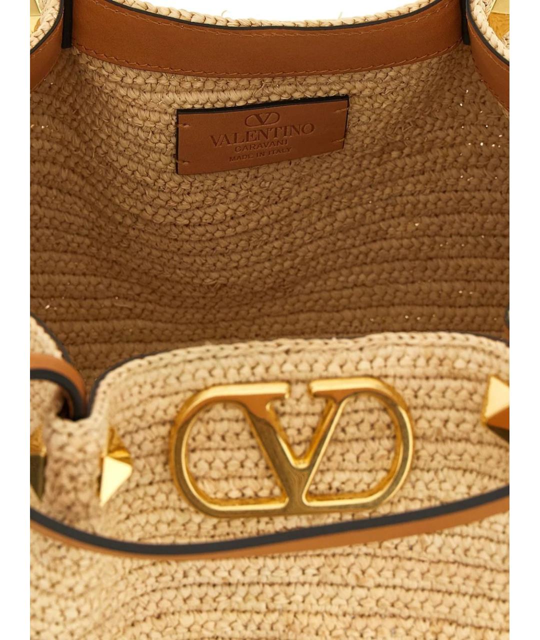 VALENTINO Бежевая пелетеная сумка с короткими ручками, фото 2