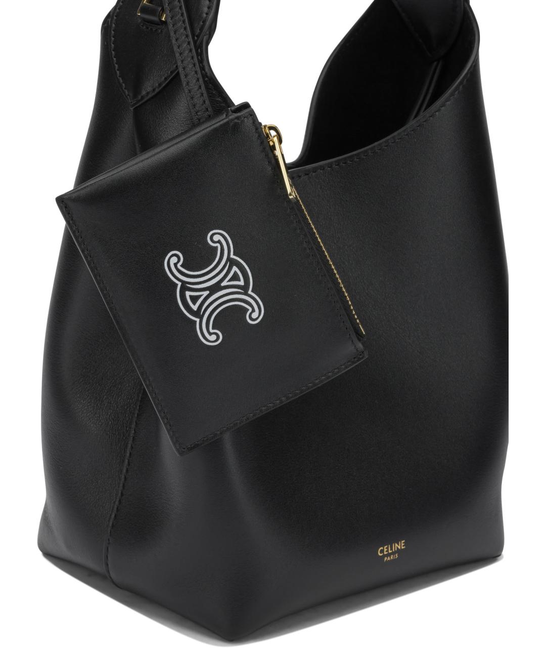 CELINE Черная кожаная сумка с короткими ручками, фото 4