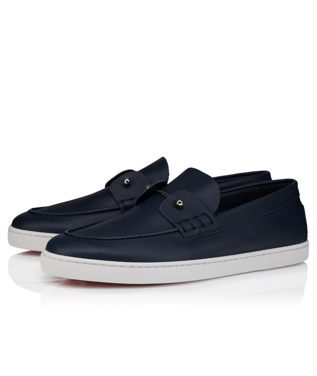 CHRISTIAN LOUBOUTIN Синие кожаные лоферы, фото 2