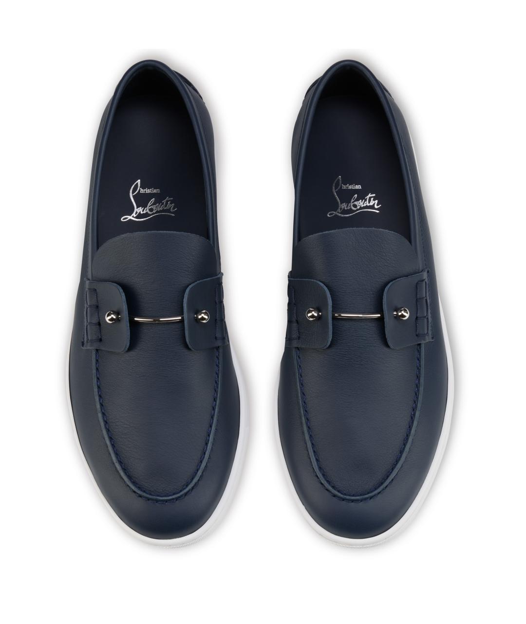 CHRISTIAN LOUBOUTIN Синие кожаные лоферы, фото 3